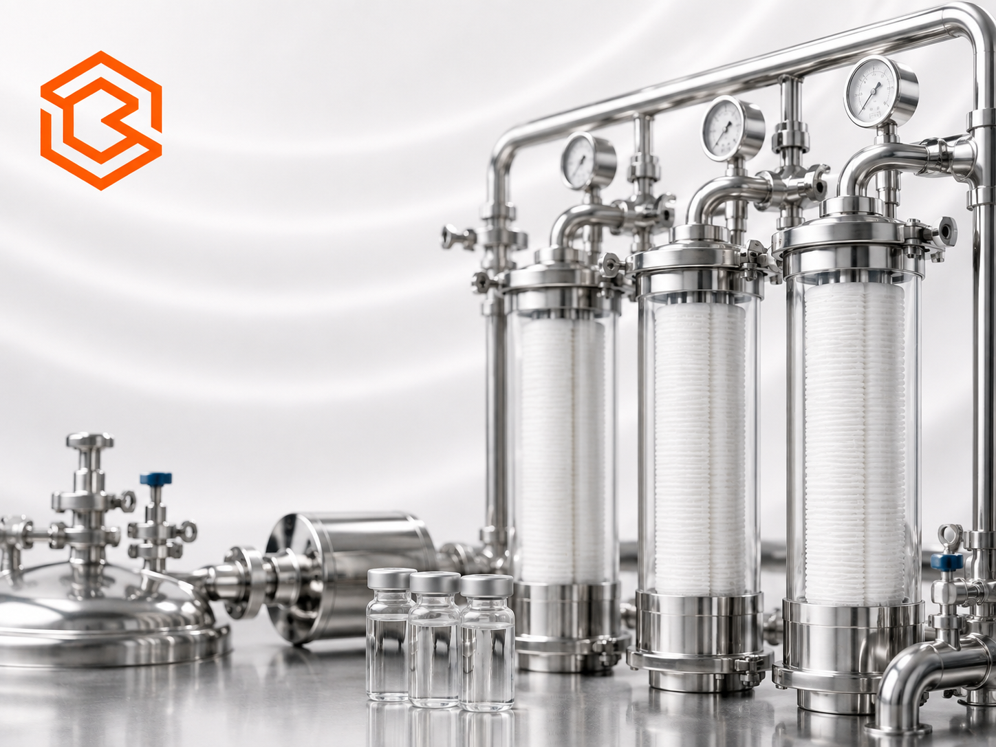 Sanitary stainless-steel cartridge filtration system for pharmaceutical processing