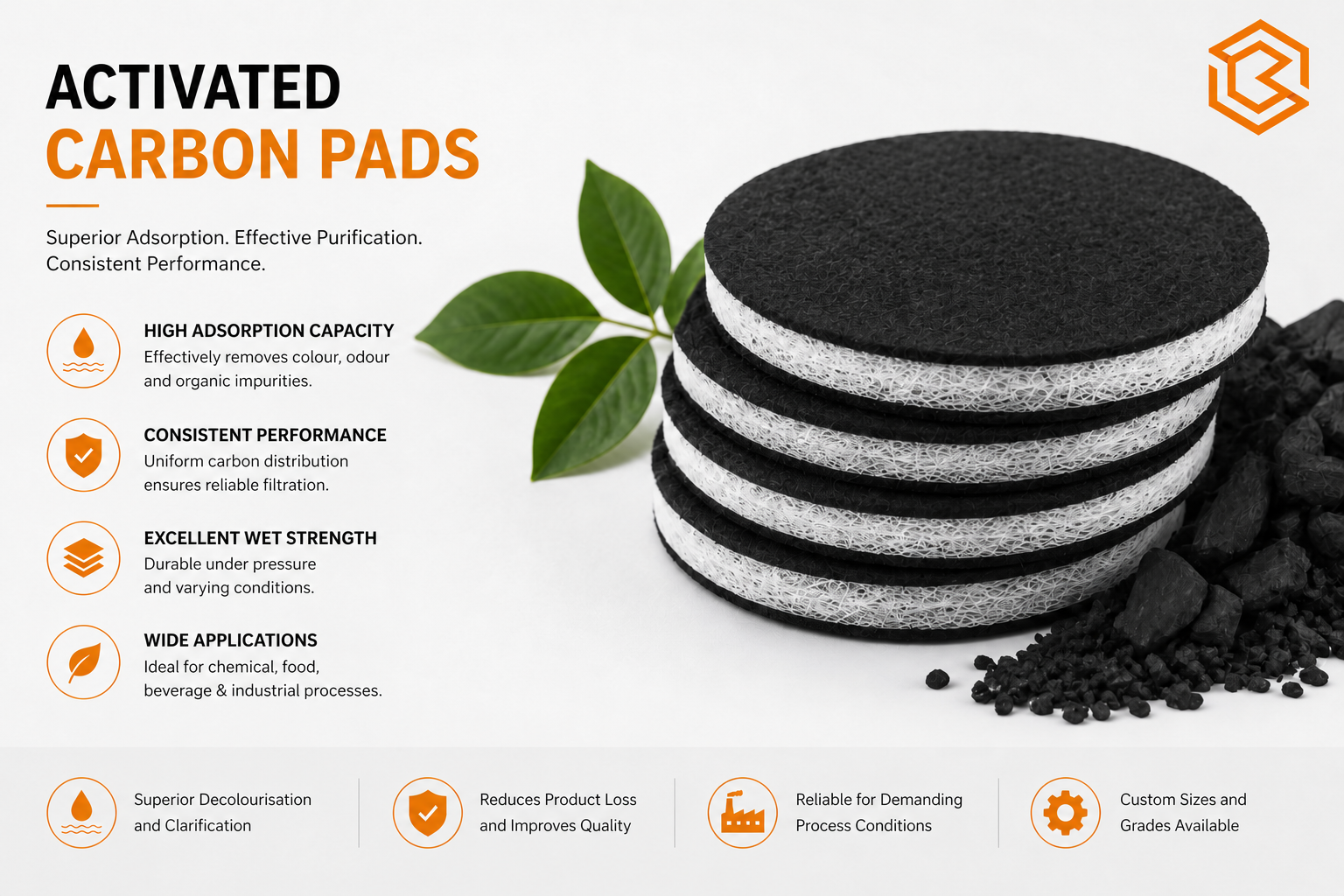 Activated carbon filter pads with adsorption, wet-strength and application overview