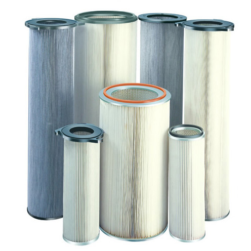 Industrial pleated dust-collection cartridges in different sizes