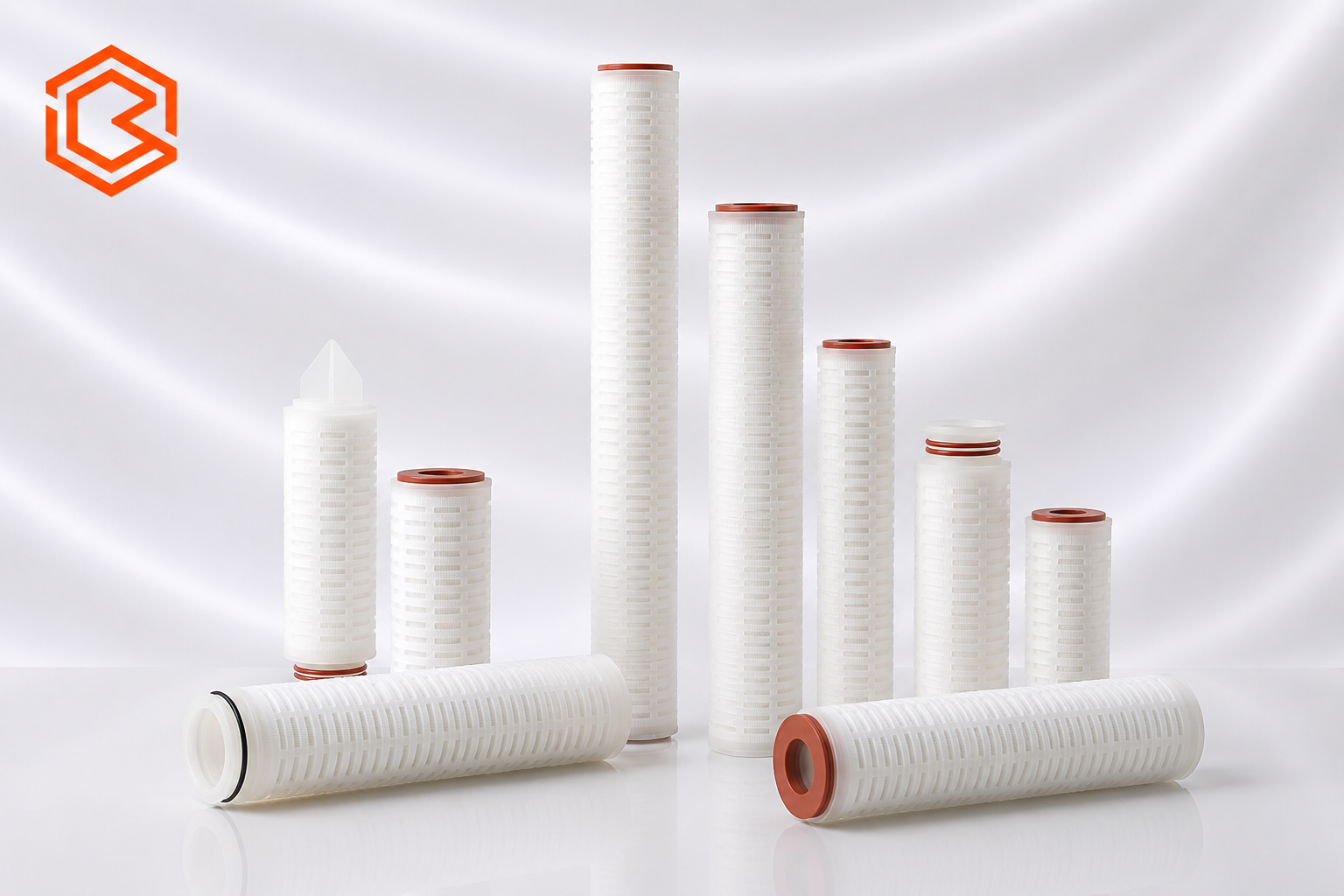 Polypropylene pleated filter cartridges in multiple lengths and end configurations