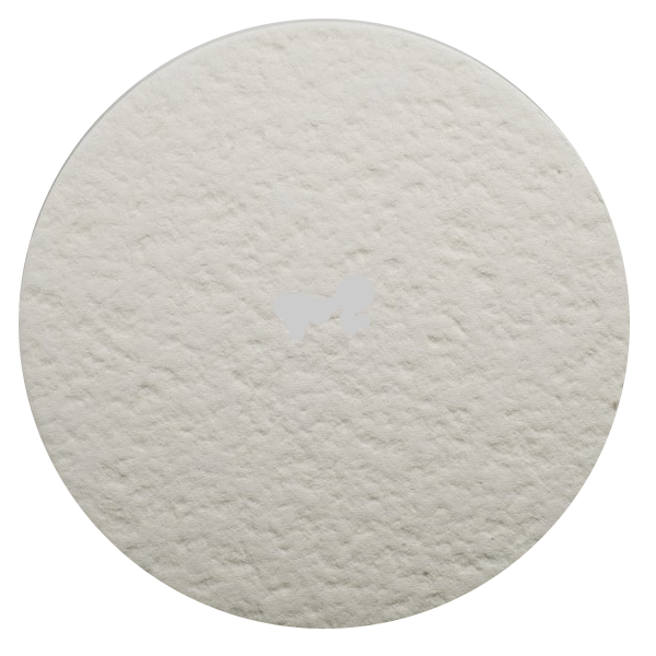 Close view of a circular white cellulose filter paper