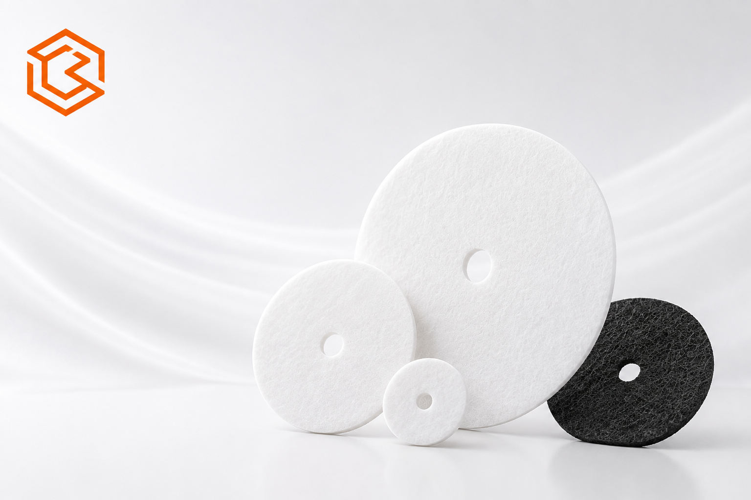 Sri Bharathi circular sparkler filter pads in multiple diameters and white and activated-carbon constructions